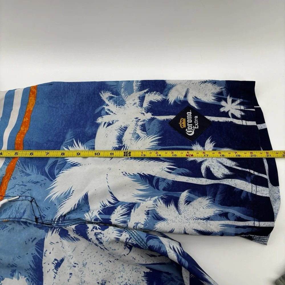 CORONA‎ Extra Mens Swim Board Shorts 34-36Hook Loop Pocket Lined Hawaii Blue